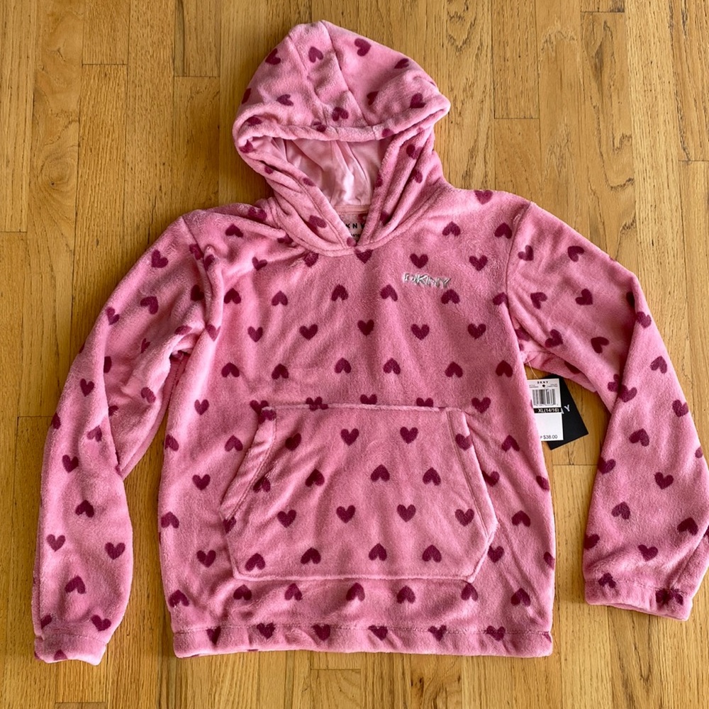 Girl’s DKNY Pink Hearts Fleece Hoodie